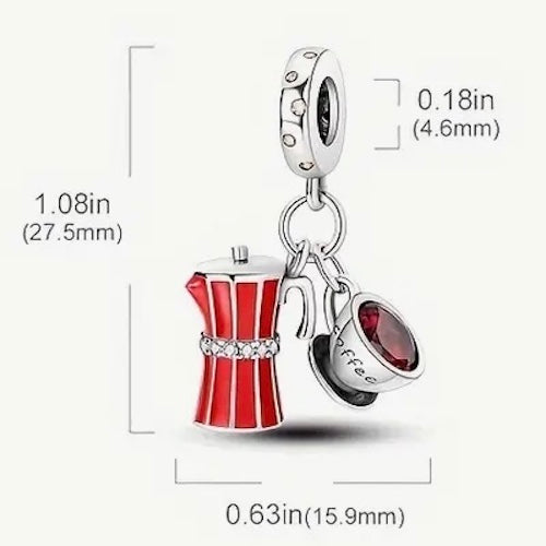 'Cafe Combate' Red Kettle & Tea Cup Charm