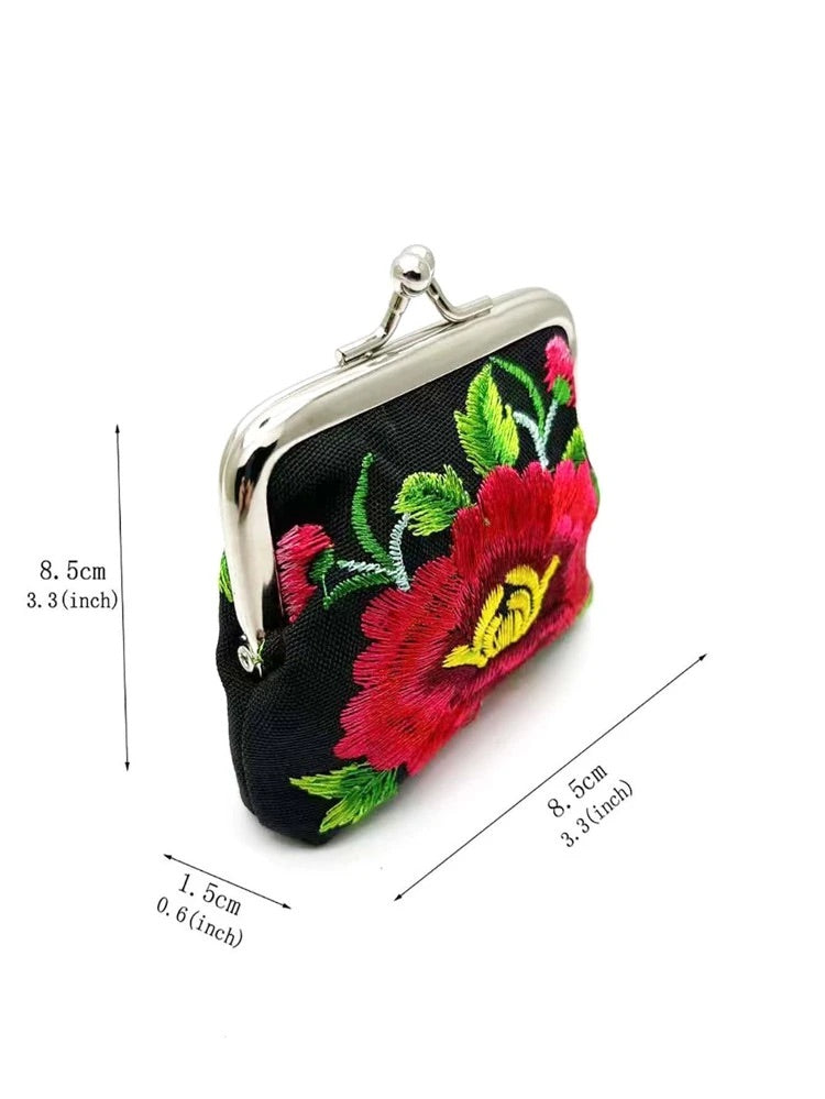 Mini Floral Embroidered Coin Purse