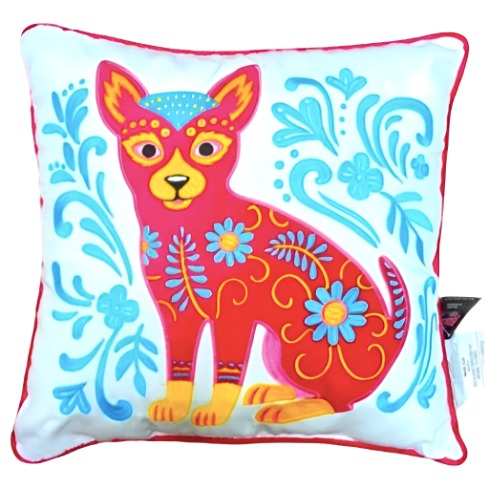 Embrodered Pink Perrito Throw Pillow