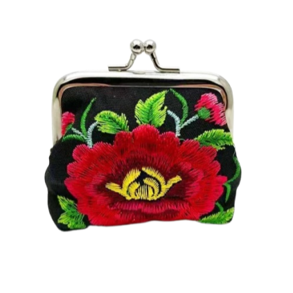 Mini Floral Embroidered Coin Purse