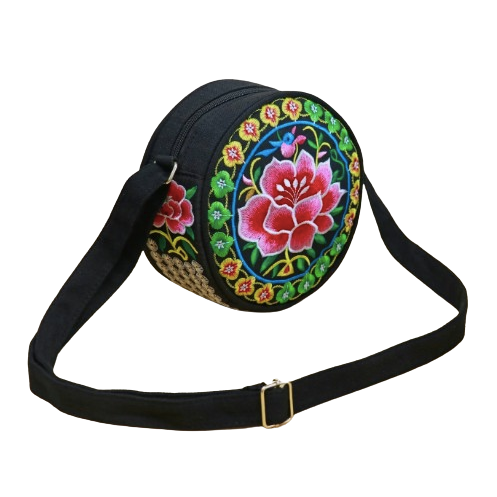 Red Vintage Embroidered Floral Purse